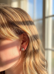 Blue John Stud Earrings: 10 mm Oval Cut, Sterling Silver, Handmade Derbyshire gift
