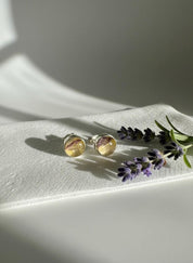 Blue John Round Stud Earrings 8mm in 925 Sterling Silver