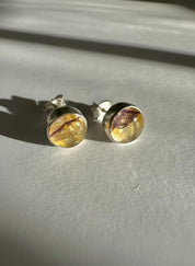 Blue John Round Stud Earrings 8mm in 925 Sterling Silver