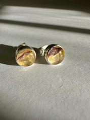 Blue John Round Stud Earrings 8mm in 925 Sterling Silver