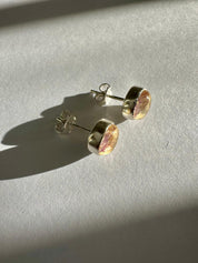 Blue John Round Stud Earrings 8mm in 925 Sterling Silver