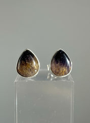 Blue John Teardrop Stud Earrings 10mm in 925 Sterling Silver