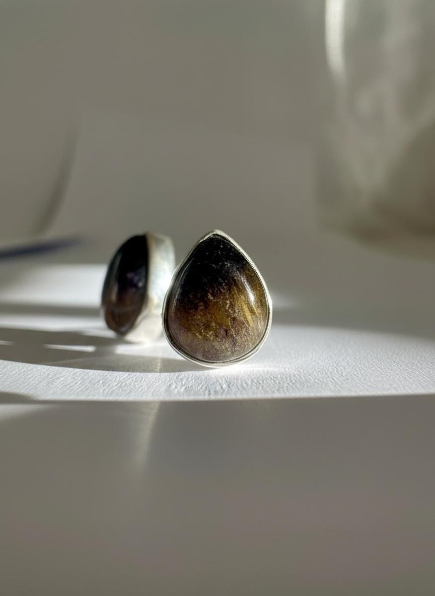 Blue John Teardrop Stud Earrings 10mm in 925 Sterling Silver