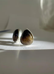 Blue John Teardrop Stud Earrings 10mm in 925 Sterling Silver