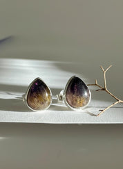 Blue John Teardrop Stud Earrings 10mm in 925 Sterling Silver