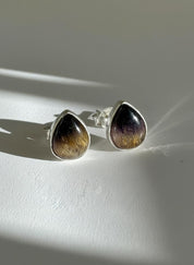 Blue John Teardrop Stud Earrings 10mm in 925 Sterling Silver