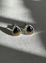 Blue John Teardrop Stud Earrings 10mm in 925 Sterling Silver
