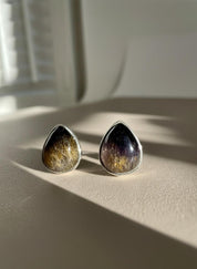 Blue John Teardrop Stud Earrings 10mm in 925 Sterling Silver