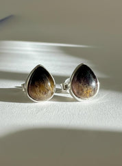 Blue John Teardrop Stud Earrings 10mm in 925 Sterling Silver