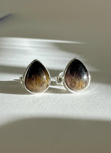 Blue John Teardrop Stud Earrings 10mm in 925 Sterling Silver