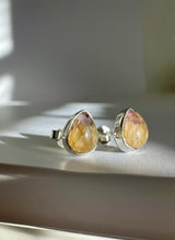 Blue John Teardrop Stud Earrings 9mm in 925 Sterling Silver