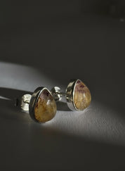 Blue John Teardrop Stud Earrings 9mm in 925 Sterling Silver