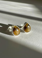 Blue John Teardrop Stud Earrings 10mm in 925 Sterling Silver