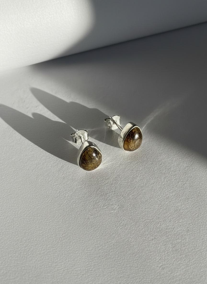 Blue John Teardrop Stud Earrings 10mm in 925 Sterling Silver