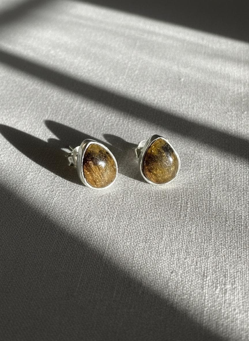 Blue John Teardrop Stud Earrings 10mm in 925 Sterling Silver