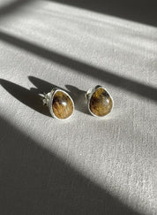 Blue John Teardrop Stud Earrings 10mm in 925 Sterling Silver