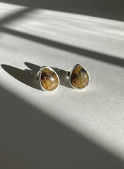 Blue John Teardrop Stud Earrings 10mm in 925 Sterling Silver