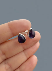 Blue John Teardrop Stud Earrings 10mm x 8mm in 925 Sterling Silver