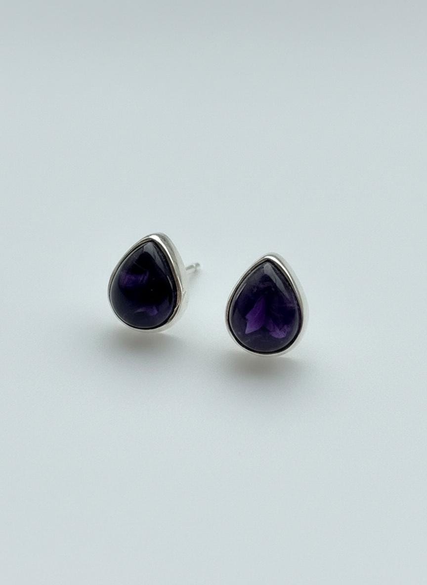 Blue John Teardrop Stud Earrings 10mm x 8mm in 925 Sterling Silver