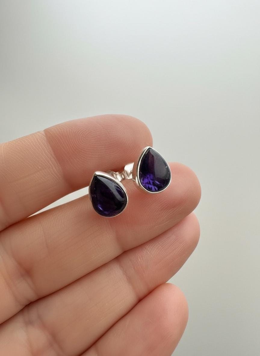 Blue John Teardrop Stud Earrings 10mm x 8mm in 925 Sterling Silver