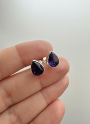 Blue John Teardrop Stud Earrings 10mm x 8mm in 925 Sterling Silver