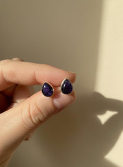Blue John Teardrop Stud Earrings 10mm x 8mm in 925 Sterling Silver