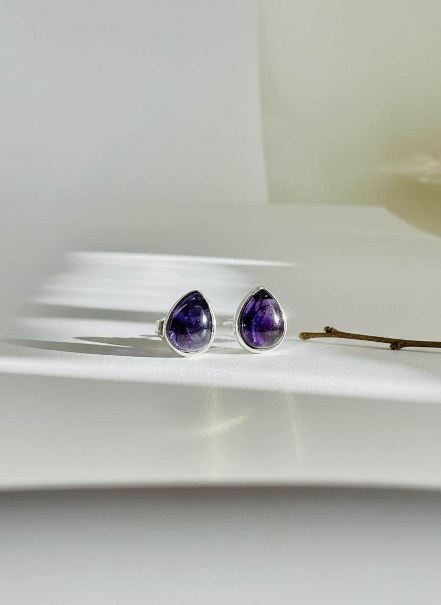 Blue John Teardrop Stud Earrings 10mm x 8mm in 925 Sterling Silver