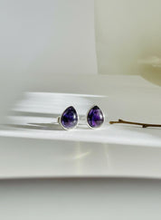 Blue John Teardrop Stud Earrings 10mm x 8mm in 925 Sterling Silver