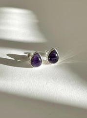 Blue John Teardrop Stud Earrings 10mm x 8mm in 925 Sterling Silver