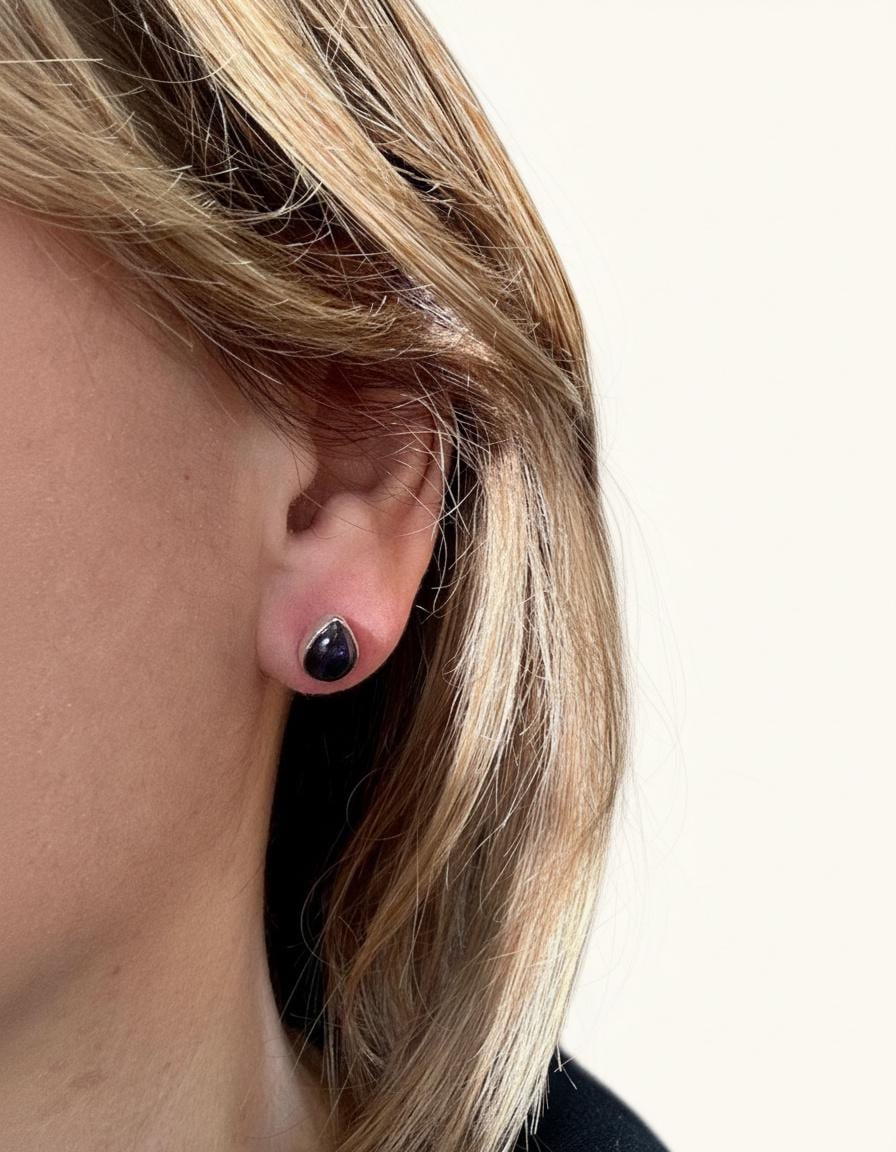 Blue John Teardrop Stud Earrings 10mm x 8mm in 925 Sterling Silver