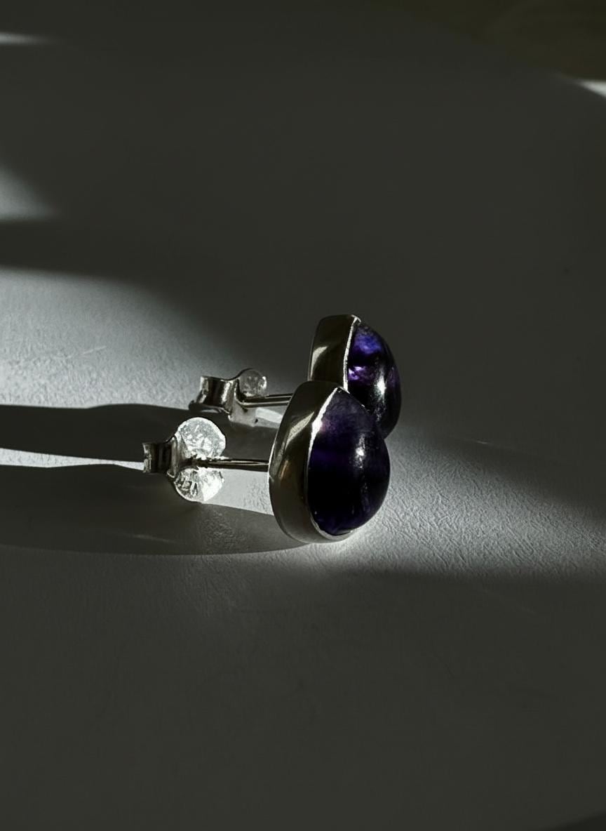 Blue John Teardrop Stud Earrings 10mm x 8mm in 925 Sterling Silver