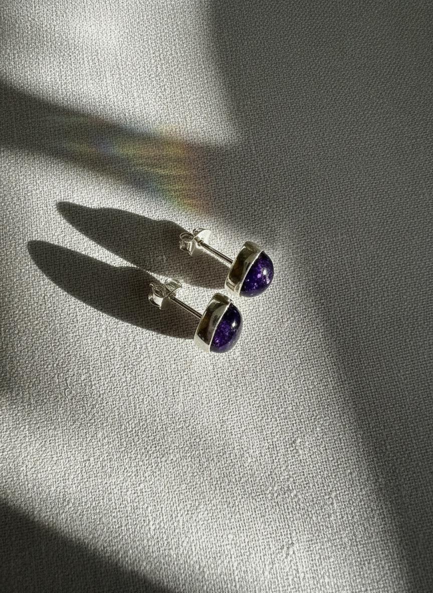 Blue John Teardrop Stud Earrings 10mm x 8mm in 925 Sterling Silver