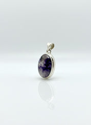 Blue John Oval Sterling Silver Pendant, Derbyshire Spar