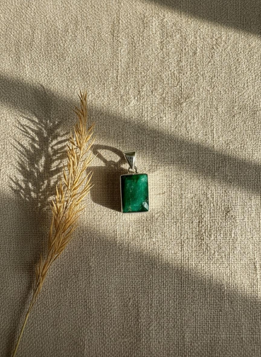 Emerald and Sterling Silver Pendant