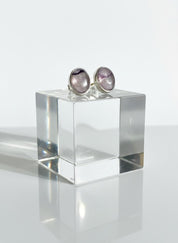 Blue John Stud Earrings: 10 mm Oval Cut, Sterling Silver, Handmade Derbyshire gift