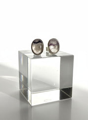 Blue John Stud Earrings: 10 mm Oval Cut, Sterling Silver, Handmade Derbyshire gift