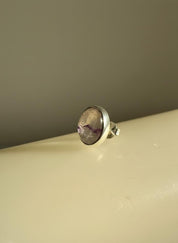 Blue John Stud Earrings: 10 mm Oval Cut, Sterling Silver, Handmade Derbyshire gift