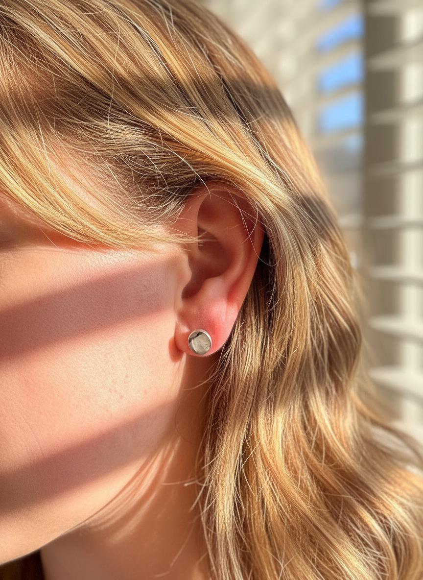 Blue John Stud Earrings: 10 mm Oval Cut, Sterling Silver, Handmade Derbyshire gift