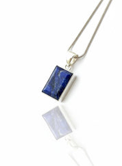 Blue Sapphire Rectangle Pendant in 925 Sterling Silver