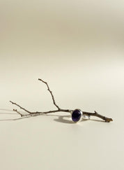 Iolite Cabochon Ring - 925 Sterling Silver Bezel, Violet Gemstone