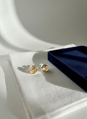 Blue John Round Stud Earrings 8mm in 925 Sterling Silver
