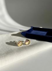 Blue John Round Stud Earrings 8mm in 925 Sterling Silver