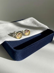 Blue John Round Stud Earrings 8mm in 925 Sterling Silver