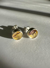 Blue John Round Stud Earrings 8mm in 925 Sterling Silver