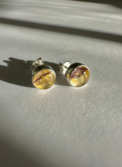 Blue John Round Stud Earrings 8mm in 925 Sterling Silver