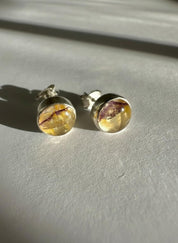 Blue John Round Stud Earrings 8mm in 925 Sterling Silver