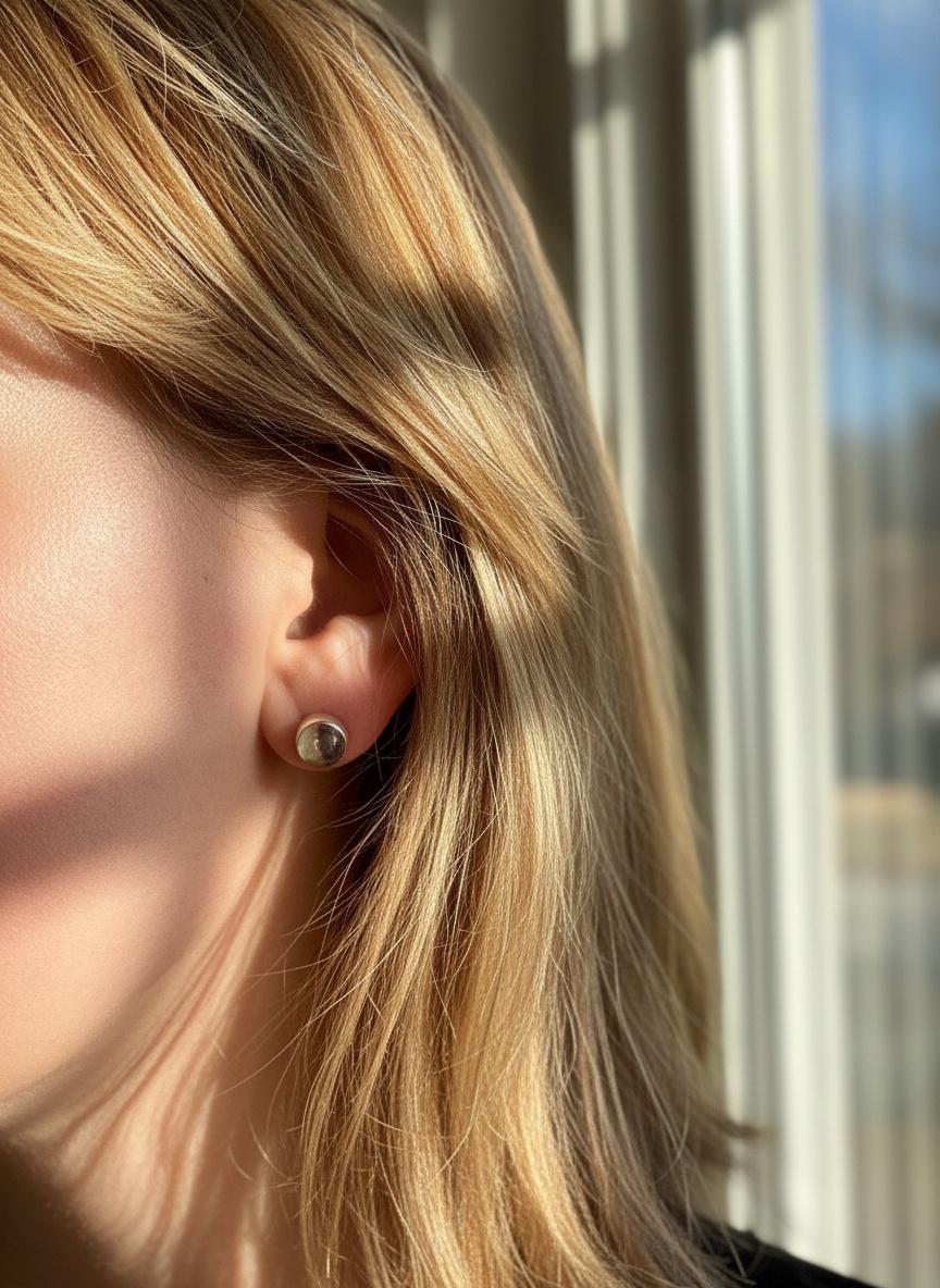 Blue John Round Stud Earrings 8mm in 925 Sterling Silver