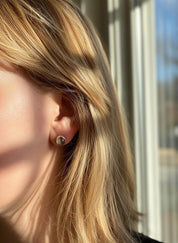 Blue John Round Stud Earrings 8mm in 925 Sterling Silver