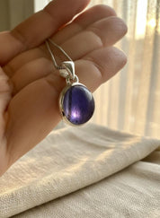 Iolite Sterling Silver Pendant Pleochroic Blue Oval 925