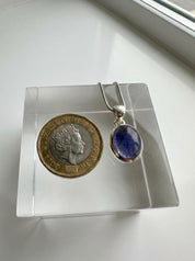 Iolite Sterling Silver Pendant Pleochroic Blue Oval 925